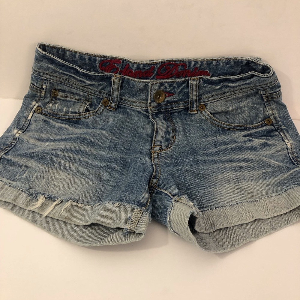E Land Cut Off Denim Shorts SZ P XS Waist 25/26, EU SZ 160/66A, 5/pocket